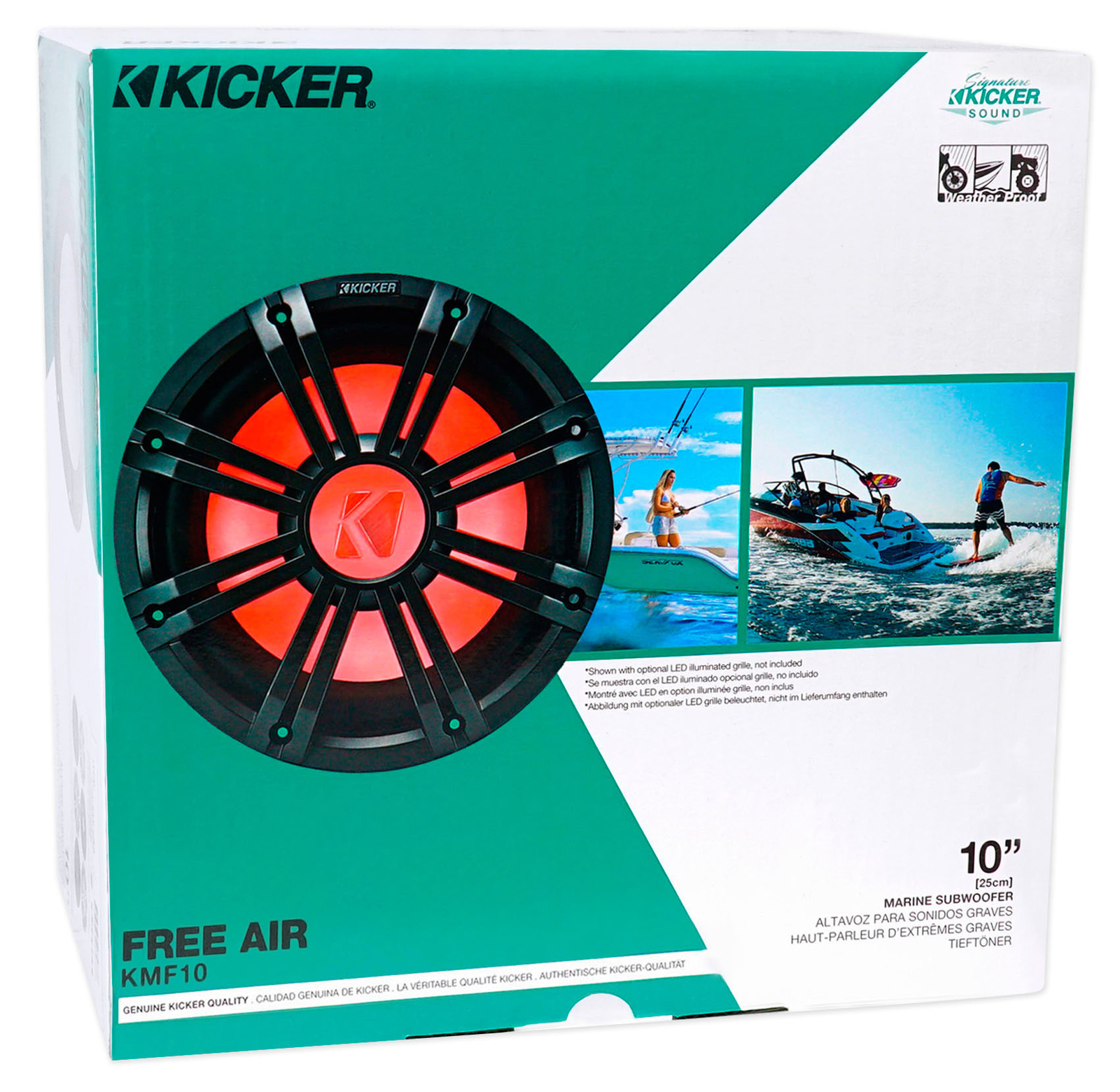 KICKER 45KMF104 10 350 Вт Пиковый175 Вт среднеквадратичный морской лодочный сабвуфер Free Air Sub KMF12
