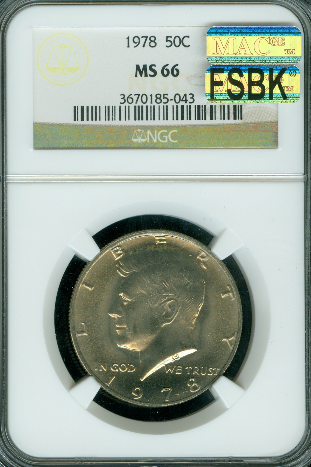 1978 KENNEDY HALF DOLLAR NGC MS66 FSBL FULL SPLIT BEAK 1ST STRIKE MAC ...