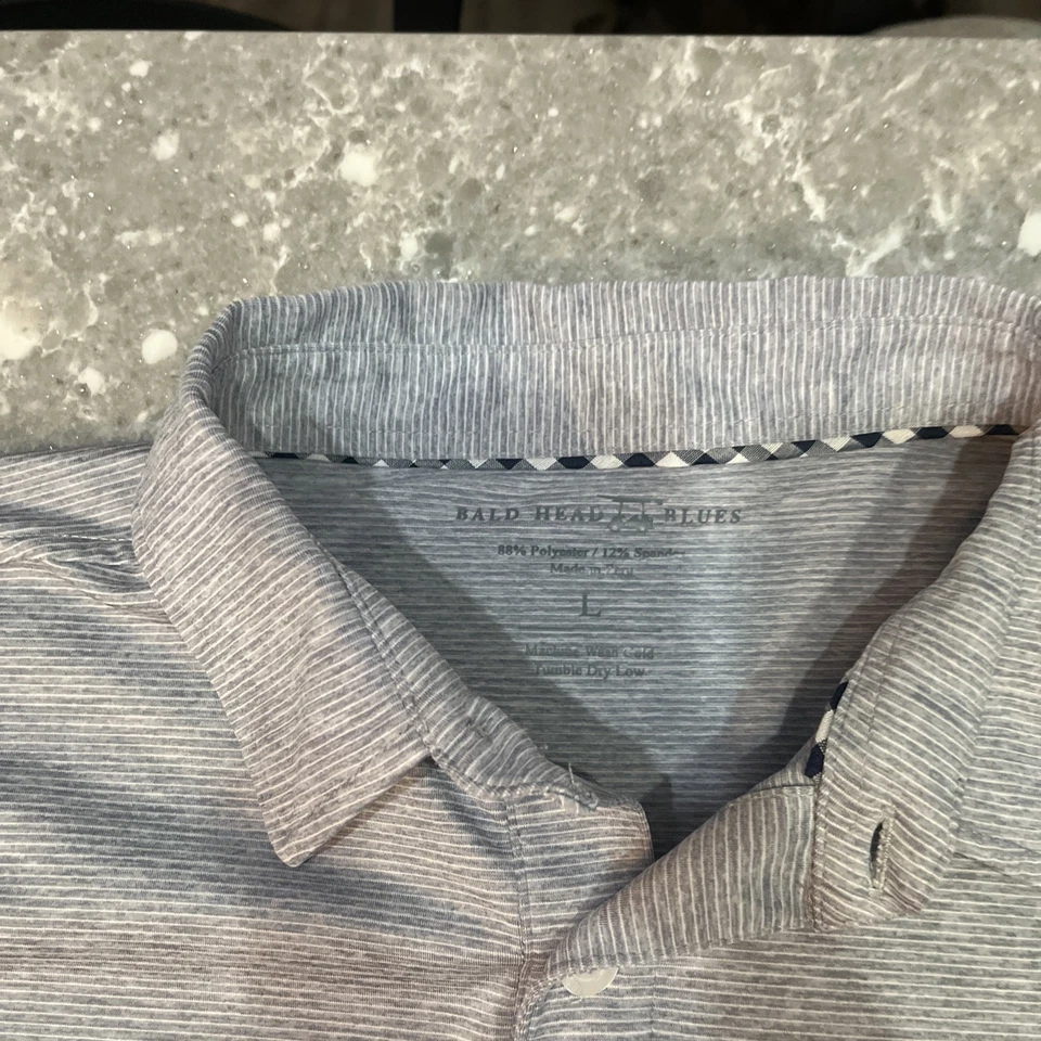 Bald Head Blues Polo Mens Large Gray Logo Print Performance Golf Shirt - Image 3 of 4