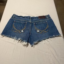 PINK Victoria's Secret Denim Shorts Womens 6 Blue Frayed Cutoff Distressed