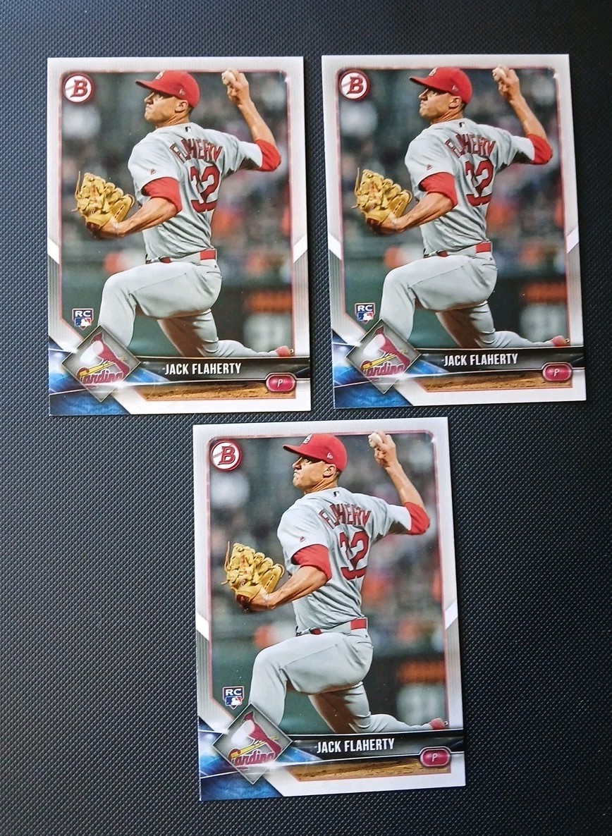 (3) 2018 Bowman Chrome Jack Flaherty RC #72 - St Louis Cardinals 