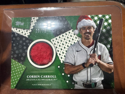 CORBIN CARROLL 2025 Topps HOLIDAY RELIC SANTA HAT WORN 68/75 #HR-CC Diamondbacks