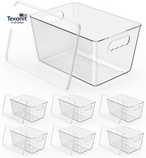 6 Pack Clear Stackable Storage Bins with Lids, Large Plastic Pantry Organizers a