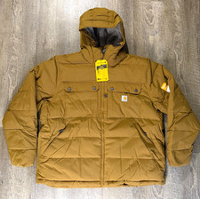 New Carhartt Insulated Jacket Mens XL Brown Defender Sherpa Hooded Loose Fit