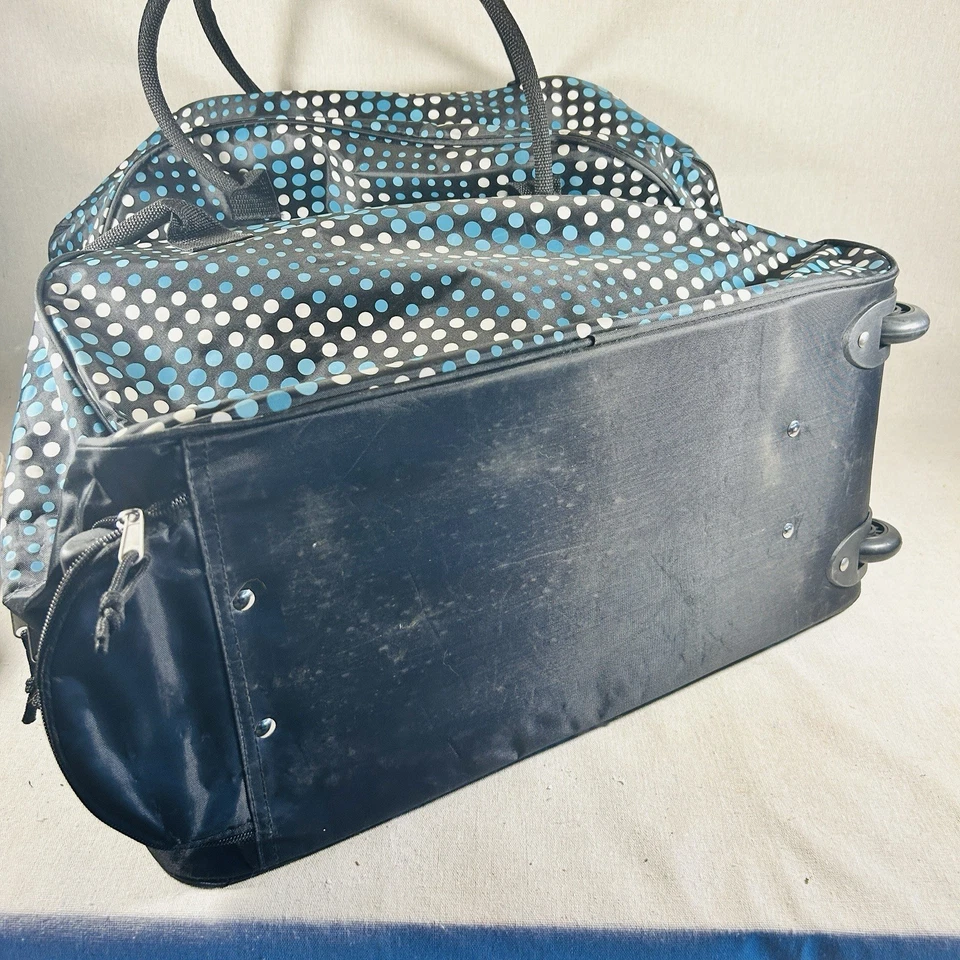 Juego de 2 bolsas de lona enrollables con estampado de lunares, asas telescópicas, lengüeta con ruedas. Foto 3 de 4