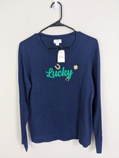 J. Crew "Teddie" Sweater Women's Medium Blue Long Sleeve Stretch Cotton Casual