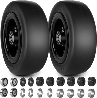 11x4.00-5 Flat Free Solid Zero Turn Mower Front Tires Wheels 2-Pack 3/4'' 5/8''