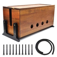 Large Cable Management Box, Wood Cord Hider Box  Organizer Vintage Walnut
