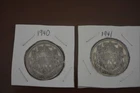 1940 and 1941 Canadian 50 cent half dollar coins 80% silver