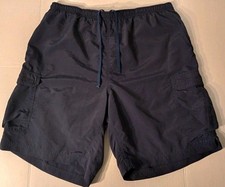 Ll Bean Men's Swimming Trunks Cargo Shorts Size XL Navy Blue