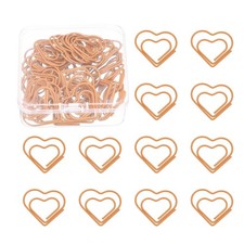 50 Pcs Heart Shape Paper Clip, Metal Paper Clip, Plastic Coating, Orange
