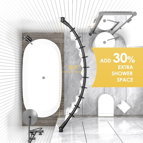 Chrsouly Curved Shower Curtain Rod, 42-74 inches Adjustable Curved Shower Rod... - Picture 3 of 7