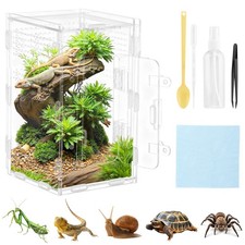 Jumping Spider Terrarium, Complete Acrylic Habitat Kit with Dual Doors, Feedi...