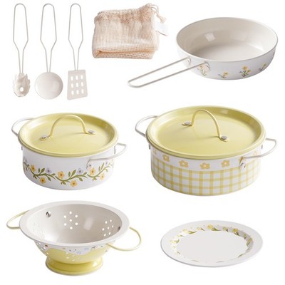 Kids Pots and Pans Playset   9 PCS Pretend Play Kitchen Accessories Set with ...