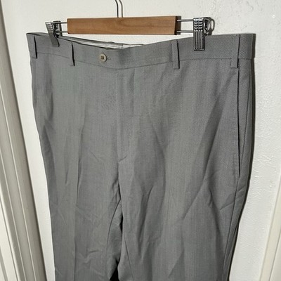 Zanella TODD Made in Italy Light Gray Wool Flat Front Dress Pants Mens 36x30