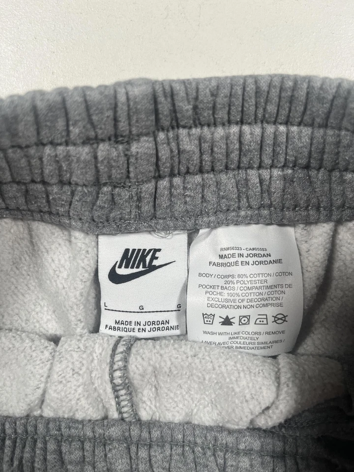 Nike Pants Youth Large Gray Joggers Sweatpants Fleece Swoosh Logo Drawstring - Image 3 of 4