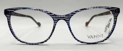 VANNI Brille Gestell Blau Weiß Cateye Oval 53-16 Damen Herren