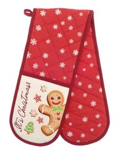 Christmas Gingerbread Double Oven Glove One Size Baking Mitt Kitchen Linen