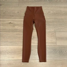 LULULEMON Roasted Brown Wunder Train High-Rise Tight 25" Active Yoga Leggings 0