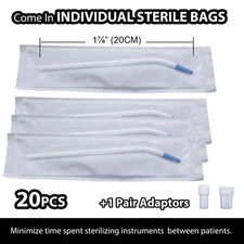 Disposable Dental Surgical Aspirator Suction Tips with Adapter Long Slim