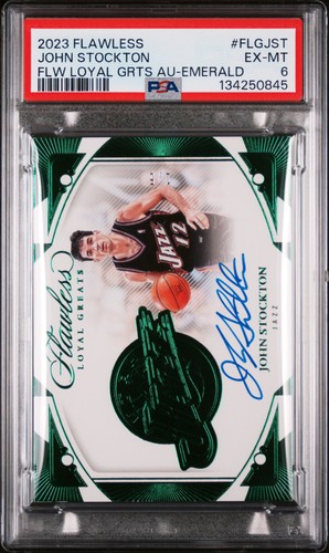 2023 PANINI FLAWLESS FLAWLESS LOYAL GREATS AUTOS EMERALD JOHN STOCKTON 1/5 PSA 6