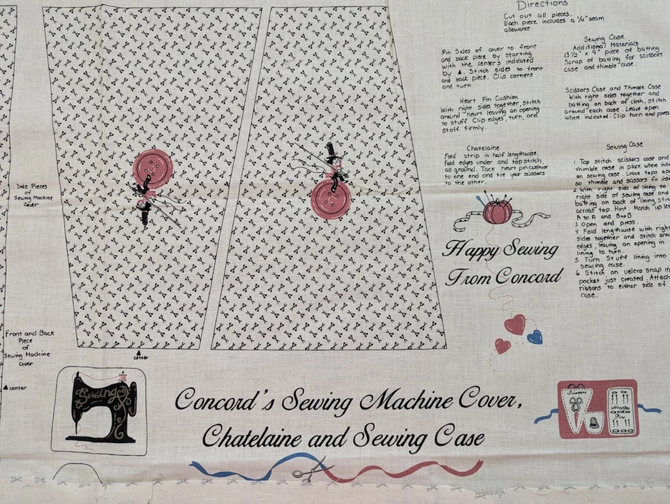 Vintage Concord Sewing Machine Cover & Organizer Cut & Sew Fabric Panel - Image 3 of 4