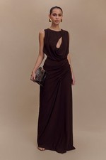 Meshki Oria Chiffon Maxi Dress Cacao Brown Women’s (Size: LARGE; its SOLD OUT )