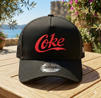 Coke Logo Embroidered Trucker Hat Mesh Adjustable Snapback Cap