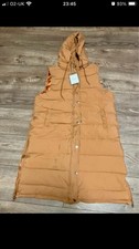 Womens longline hooded puffer gilets TANcolour XL / UK 20-22