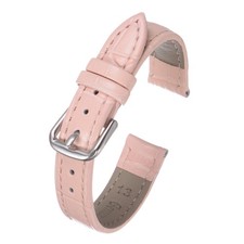 Leather Watch Bands 15mm Quick Release Cowhide Straps 4pcs Spring Pin Pink