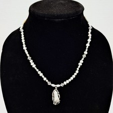 Baby Baroque 925 Sterling Silver Pearl Necklace With Large Pearl Pendant 18"