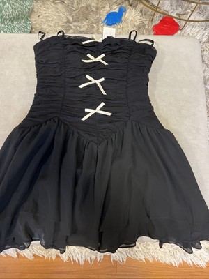 Windsor Prettiest Pick Strapless Bow A-Line Mini Dress NWT L