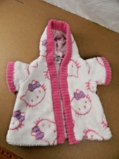 Build A Bear BAB Hello Kitty Pink & White Fuzzy Bath Robe Housecoat No Belt