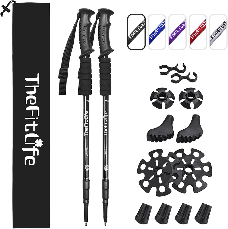 Trekking Poles Black Antishock Quick Lock Telescopic