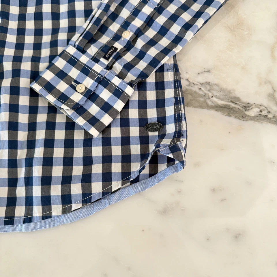 Camisa de manga larga azul Scotch & Soda para hombre, calce ajustado, talla Pequeño Foto 3 de 4