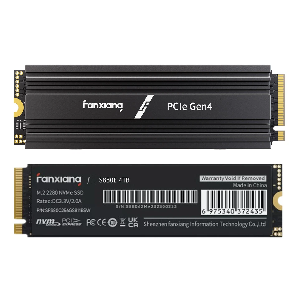 Fanxiang M.2 NVME SSD 1TB 2TB 4TB PS5 SSD Interne Festplatte with Heat Sink Lot