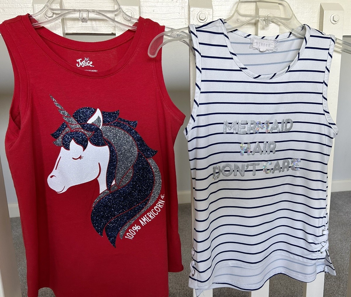 Two Girls Tank Tops, Sz 10, Justice, Unicorn, Sequins, Mermaid