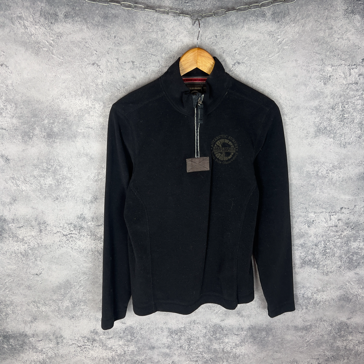 Napapijri Fleece Pullover Black Size M Half Zip Jacket Expedition 