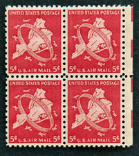 US Stamp Scott C38 airmail 5c 1948 New York City Issue block of 4 M/NH Fresh