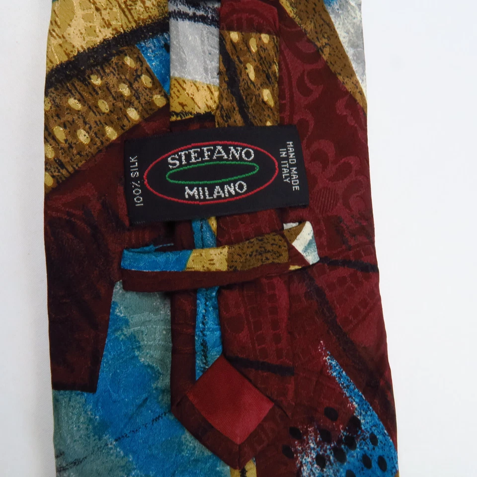 Corbata colorida compuesta abstracta vintage Stefano Milano 57x3,75 colorida audaz Foto 3 de 4