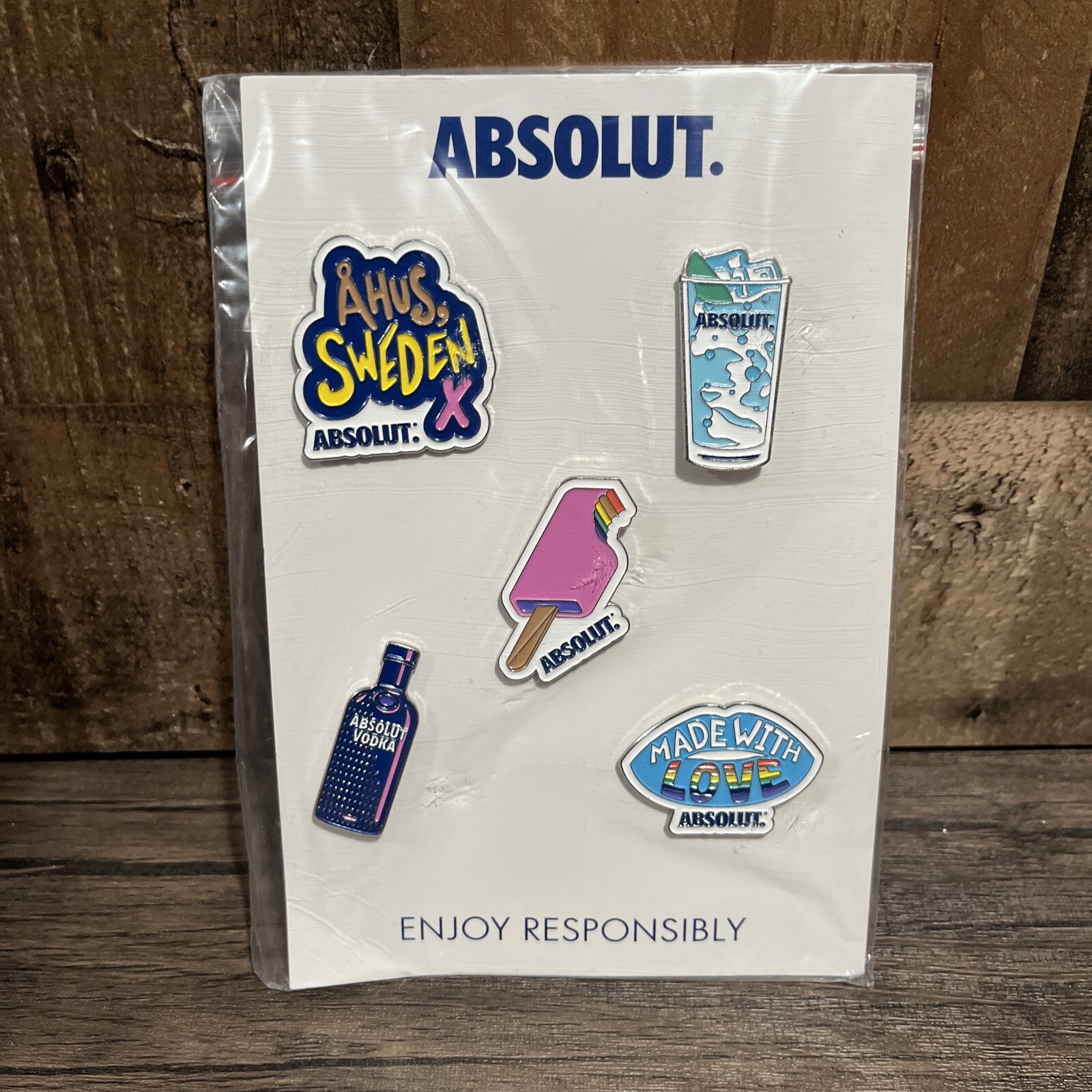 Absolut Vodka Enamel Lapel Hat Pin Set of 5 *BRAND NEW* Sweden