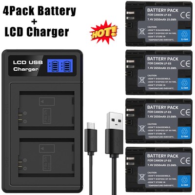 LP-E6 LP-E6N 7D 6DBattery +LCD Charger For Canon EOS 5D Mark II/III/IV EOS 60D