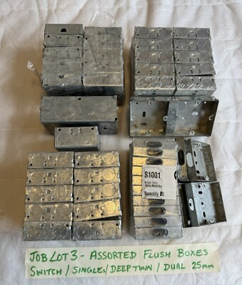 Unterputz Elektro Boxen Lot3 verschiedene Schalter, Single, Twin tief + Dual 25/35mm tief