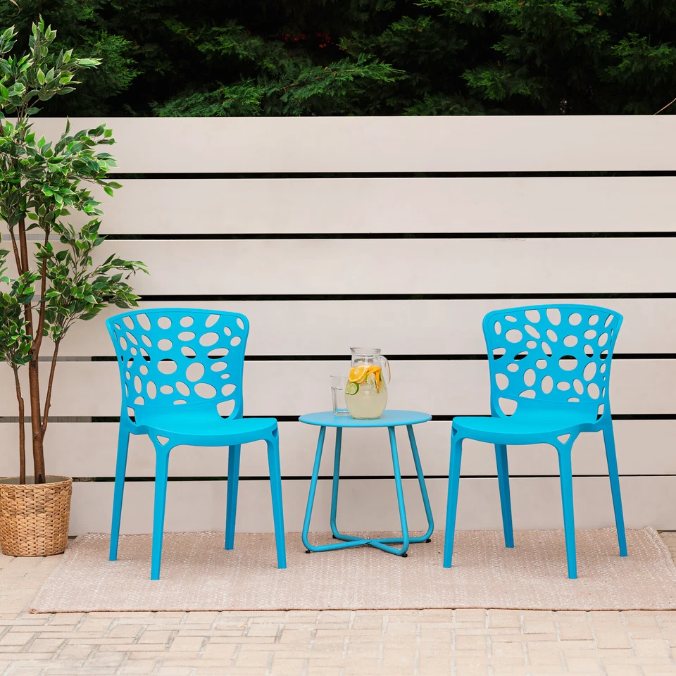 4 Chaises de jardin bistrot en bleu chaise design empilable cuisine Homestyle4u - Photo 3/4