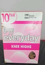 Leggs Everyday Knee Highs One Size Nude Sheer Toe 10 Pair New In Box