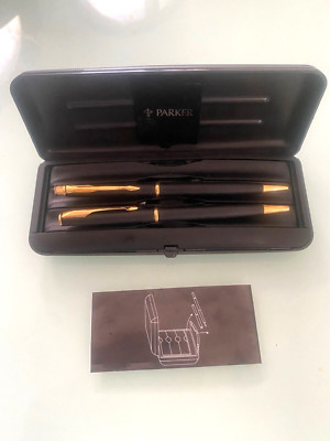 Parker Insignia Ballpoint & Mechanical Pencil Set  Black Lined w/Gold I II