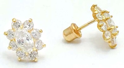 LAB CREATED WEISSER SAPHIR OHRSTECKER BLUME 14K GOLD - Schraubverschluss - Neu mit Etikett