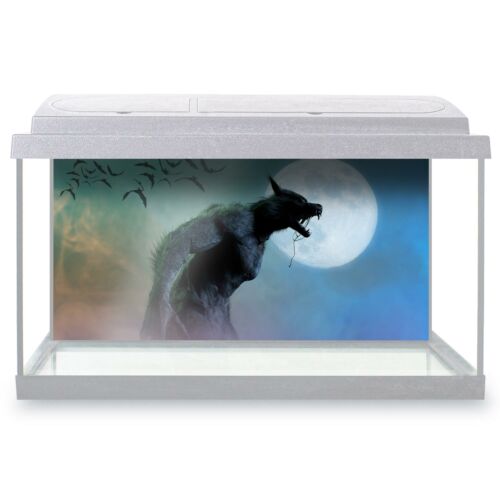 Fish Tank Background 90x45cm - Werewolf Halloween Scary Moon Bats  #46417 - Afbeelding 1 van 8