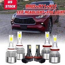 For Toyota Highlander 2014-2019 - 6x LED Headlights High Low Kit + Fog Lights