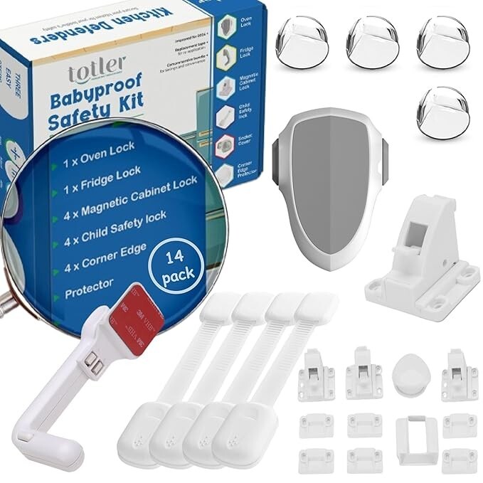 Kitchen Child Safety Babyproof Kit - Baby Shower Gift - Upgraded Outlet 24 Plugs